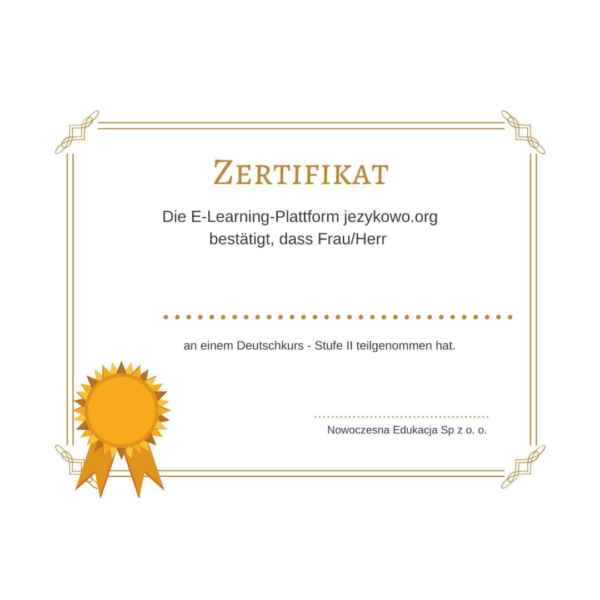 certyfikat po kursie języka niemieckiego