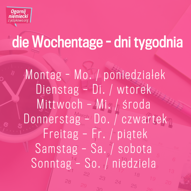 Dni tygodnia po niemiecku - jezykowo.org